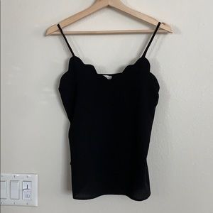 Black scalloped tank top